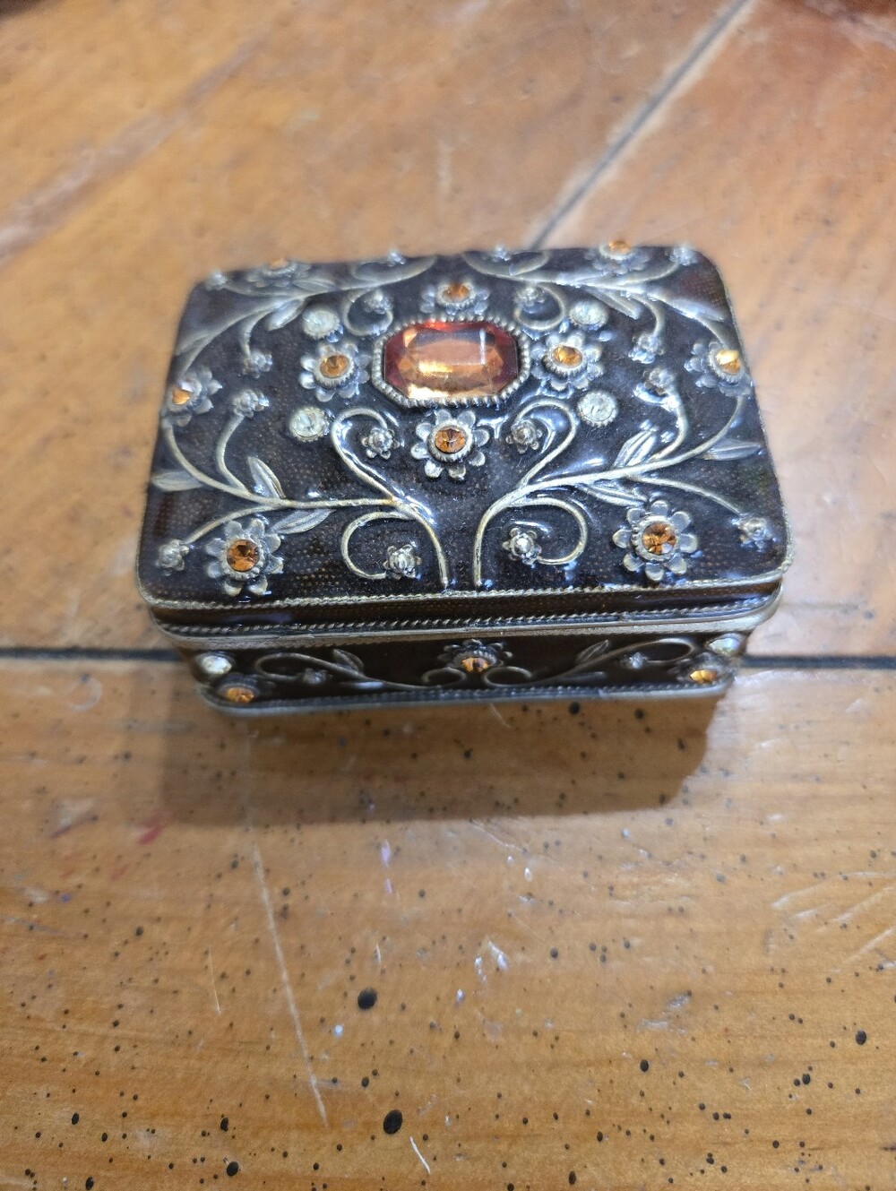 Heavy Ornate Jeweled Trinket Box